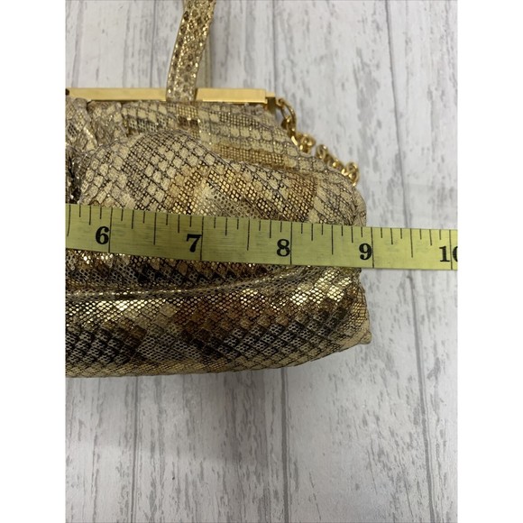 Womens Stuart Weitzman Vintage Gold Snake Skin Clutch - Picture 8 of 9